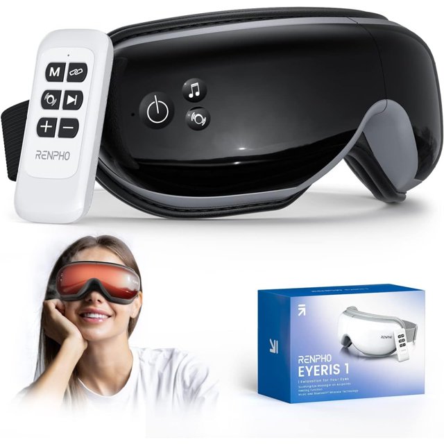 LZHF Eye Massager, Eyeris1 Eye Massager FSA HSA with Heat & Remote, Compression, Sleep Eye Mask for Eye Relax, Migraine Relief, Reduce Eye Strain, Improve Sleep, Birthday Gifts for Women Men
