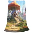 thumbnail image 2 of Honeii Cute Mushroom Town Print Fleece Blanket - Throw Blanket for Bed, Sofa, Couch, Camping, and Travel , Microplush Ultra Soft Warm Blanket-80"x60", 2 of 7