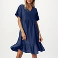 thumbnail image 2 of Vestido de verano holgado para mujer: manga corta, cintura ajustada, fluido, tallas S-XXXL, 2 of 4