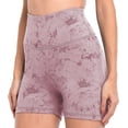 thumbnail image 3 of Women Non-marking Cycling Pants High Waist Hiden Pocket Running Yoga Shorts Tie Dye, 3 of 5