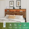 thumbnail image 5 of Queen Size Bed Frame with Charging Station, Wood Platform Bed Frame with LED Light and Storage Headboard, Noise Free, No Box Spring Needed, Dark Brown, 5 of 6
