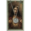 Pewter Sacred Heart Scapular Medal with Laminated Holy Card, 3/4 Inch
