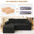 thumbnail image 4 of Fnkosi 105" Couches for Living Room with L-Shaped Chaise, Upholstered Sectional Couch with Movable Ottoma & Cup Holders, 30D Foam & Spring Hybrid Support, Black, 4 of 8