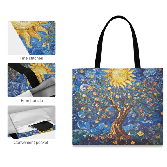 Canvas Tote Bag for Women Girls Design Print Radiant Trees Of Life Tote