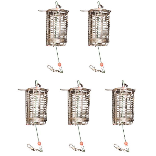 5x alimentador de pesca jaula de malla trampa carpa señuelo atraer cesta contenedor (M)