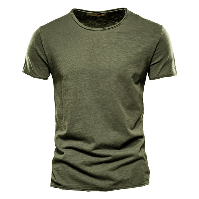 Prolriy Chemises pour Hommes, T-Shirt à Manches Courtes en Coton pour Hommes, Haut Confortable, Chemises pour Hommes Vert Armée