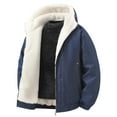 thumbnail image 2 of Zedker Mens Jacket Sherpa Lined Hoodie Jacket Winter Warm Heavy Weight Zip Up Hooded Sweatshirt Thick Fleece Coats Blue XXXXL, 2 of 10