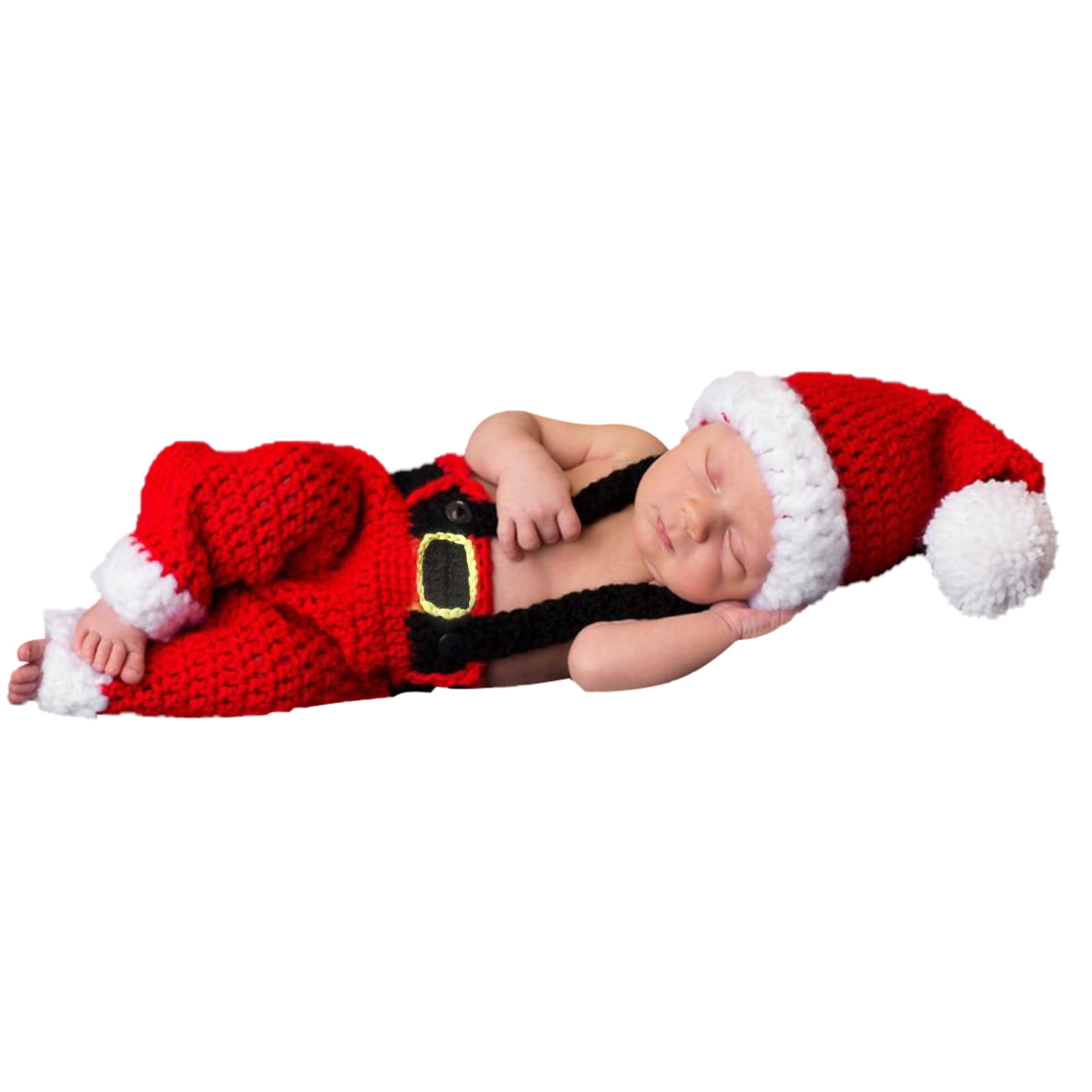 Newborn Baby Christmas Santa Claus Costume Knited Hat Photography Props Outfit 
