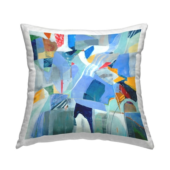 Stupell Industries Chaotic Blue Composition Decorative Printed Throw Pillow Design by Jill Martin.