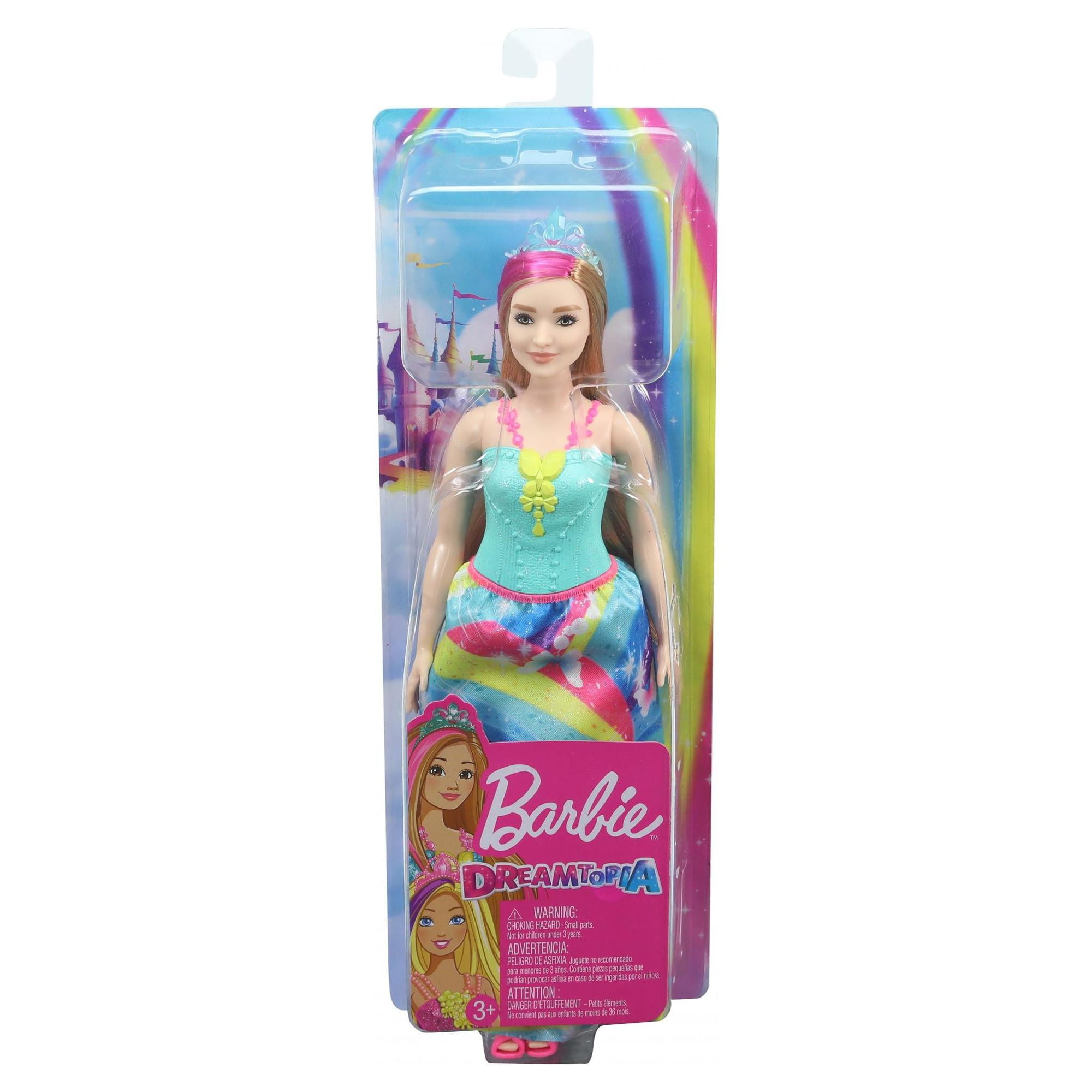 Barbie Dreamtopia Princess Doll, 12-Inch, Curvy, Blonde With Pink Hairstreak