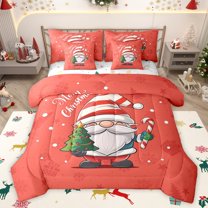 Castle Fairy Kids Children Teens Cartoon Gnome Bedding Comforter Set 7 Pieces,Merry Christmas Full Bedding Set Lightweight,Happy New Year Fitted Sheet Flat Sheet,Ultra Soft Home Decor,Reversible