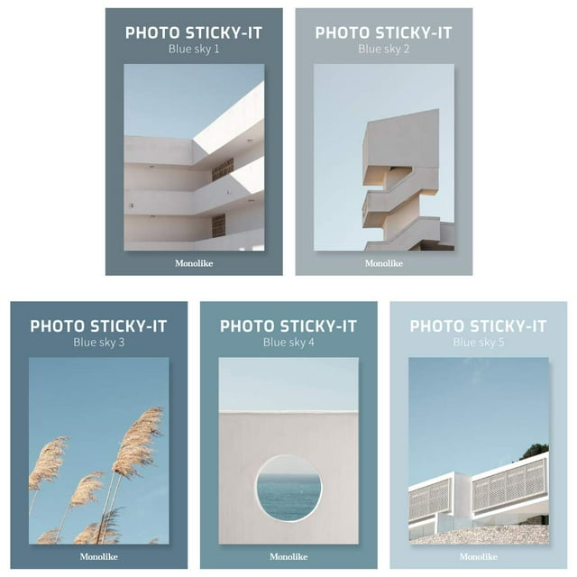 Monolike Photo Sticky-It 5P Set - Bloc De Notas Autoadhesivo Blue Sky, 50 Hojas, Diario Adhesivo Diario