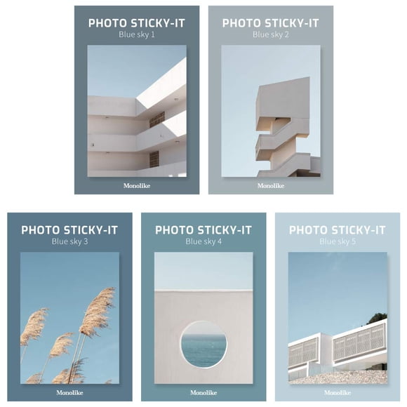 Monolike Photo Sticky-It 5P Set - Bloc De Notas Autoadhesivo Blue Sky, 50 Hojas, Diario Adhesivo Diario