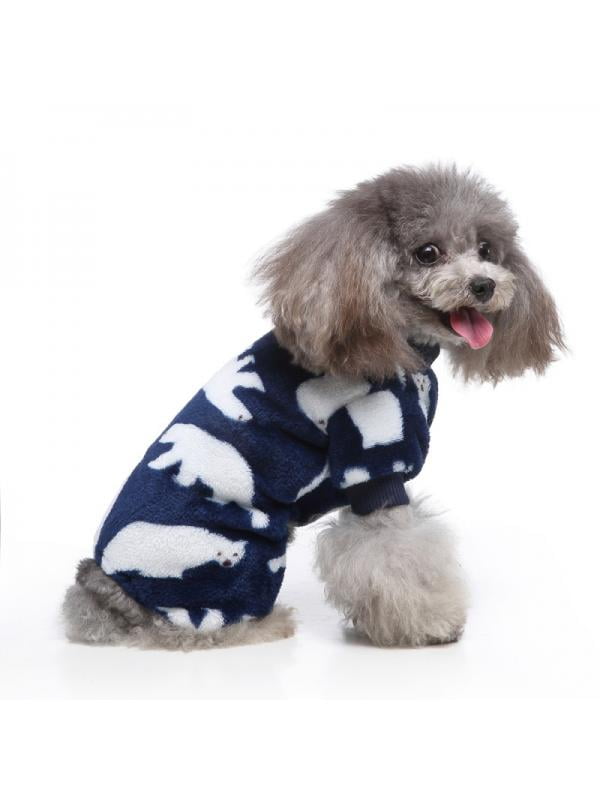 Printed Warm Dog Pajamas for Small Pet Cat Clothes Winter Poodle Jumpsuit Outfit 