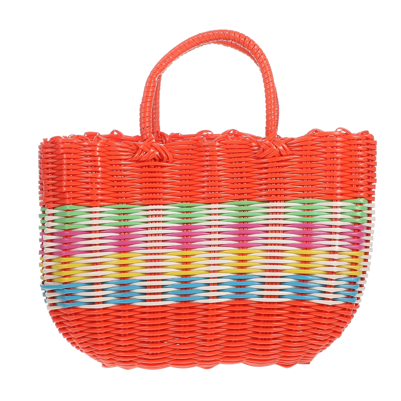 Basket Woven Plastic Bag Tote Handle Shopping Handles Storage Grocery