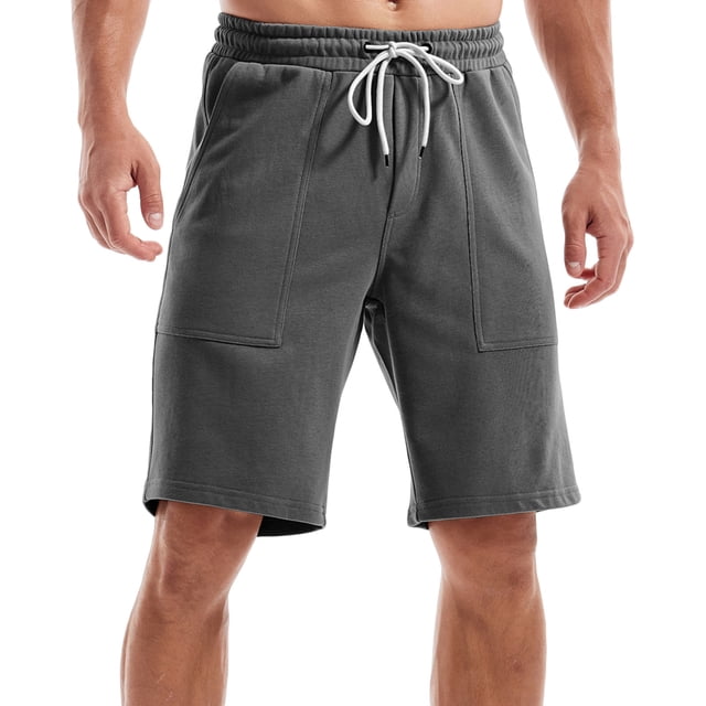 Timegard Shorts Men Sweat Shorts Straight Leg Elastic Waist Loose Comfy Workout Shorts with Pockets