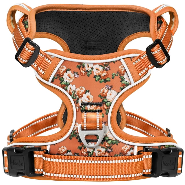 Arnés para perros HEELE sin tirones, ajustable, acolchado, naranja M