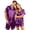 1016#Purple, variant on (Mens) Comfort Luxe Satin Couple Sets Silk Short Sleeve Button Down Top Elastic Waist Shorts Matching Summer Loungewear Black 2XL