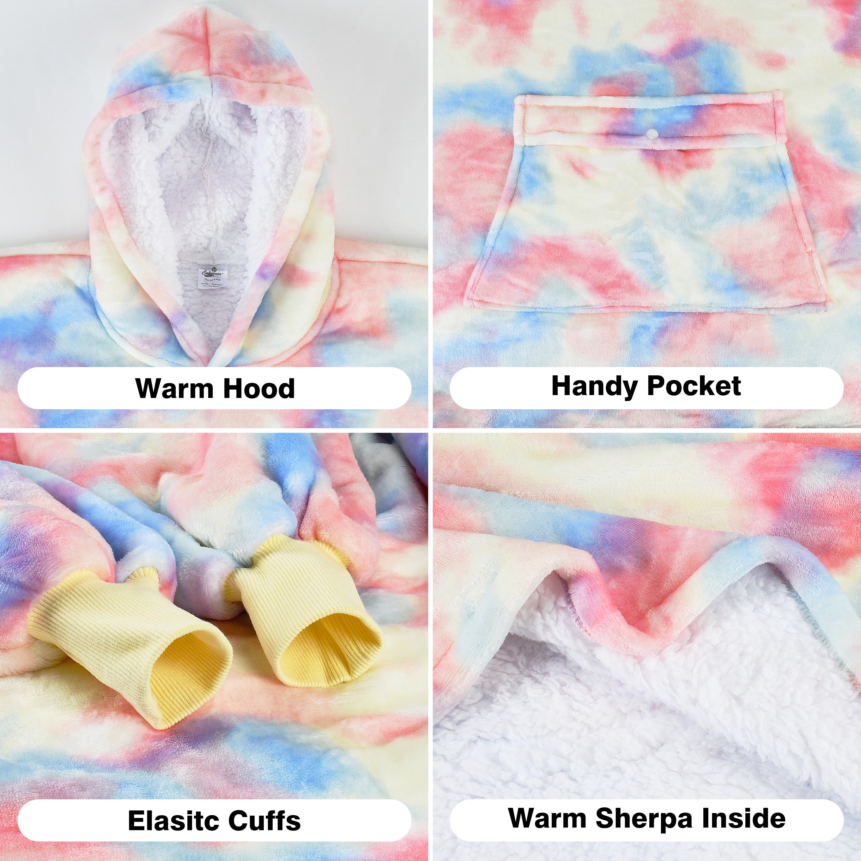 Catalonia Oversized Blanket Sweatshirt, Sherpa  Fleece Hoodie, Super Soft Warm Comfortable Pullover with Large Front Pocket for Boys Girls Teens Kids(7-13 yr)