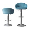 thumbnail image 3 of Swivel Bar Stools Set of 2, Modern Velvet Upholstered Counter Height Barstools with Footrest and Metal Base, Comfy Adjustable Height Dining Chairs for Kitchen Island Restaurants Bars, Blue, 3 of 7