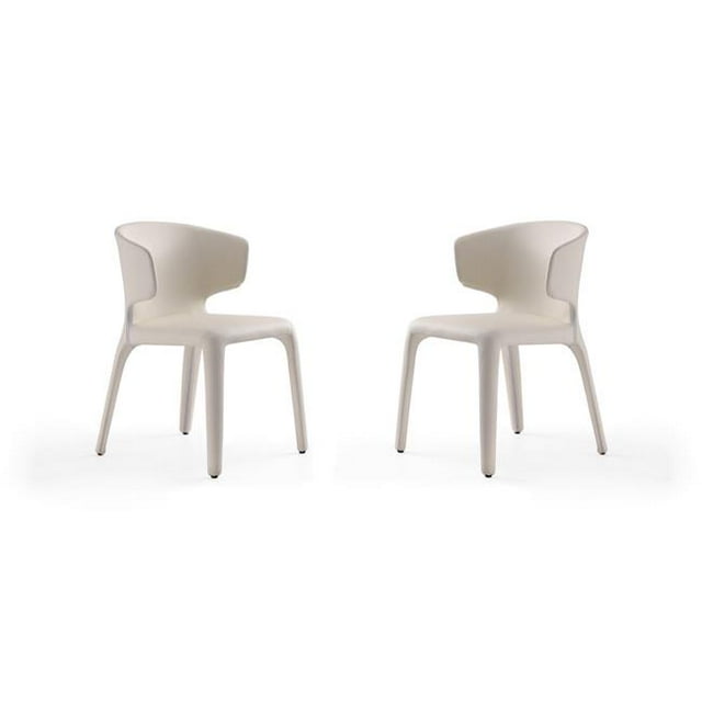 Manhattan Comfort Conrad Faux Leather Dining Chairs, Cream (Set of 2)