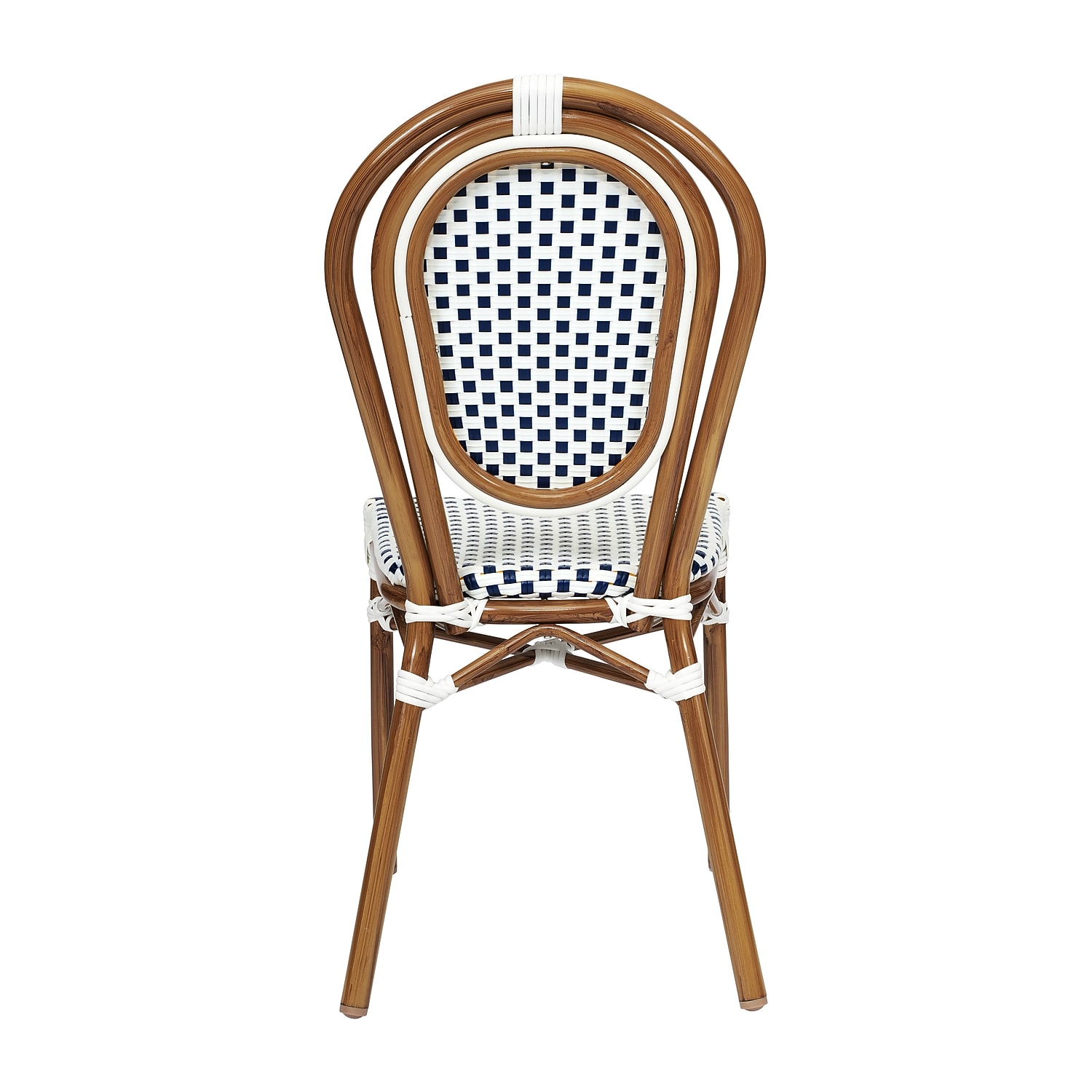 Flash Furniture Aluminum Indoor Stacking Chair, White and Navy