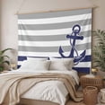 thumbnail image 3 of Anchor Gray Large Tapestry for Bedroom Wall Hanging Tapestry, Modern Navy Blue White Striped Nautical Ceiling Backdrop Tapestries Poster Blanket Wall Decor for Teens Room Living Room Dorm 85" x 90", 3 of 8