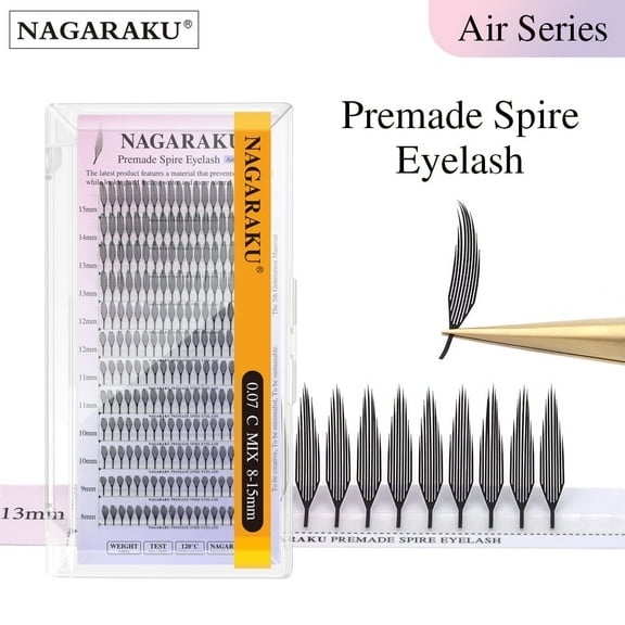 NAGARAKU Air Series Premade Spire Eyelash Matte Black 0.07C8