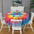 thumbnail image 2 of Colorful Rainbow Tie Dye Spiral Pattern Round Tablecloth 60"x60",Wrinkle Wipeable Table Cloth for Kitchen Dining Room Picnic Patio Party, 2 of 6