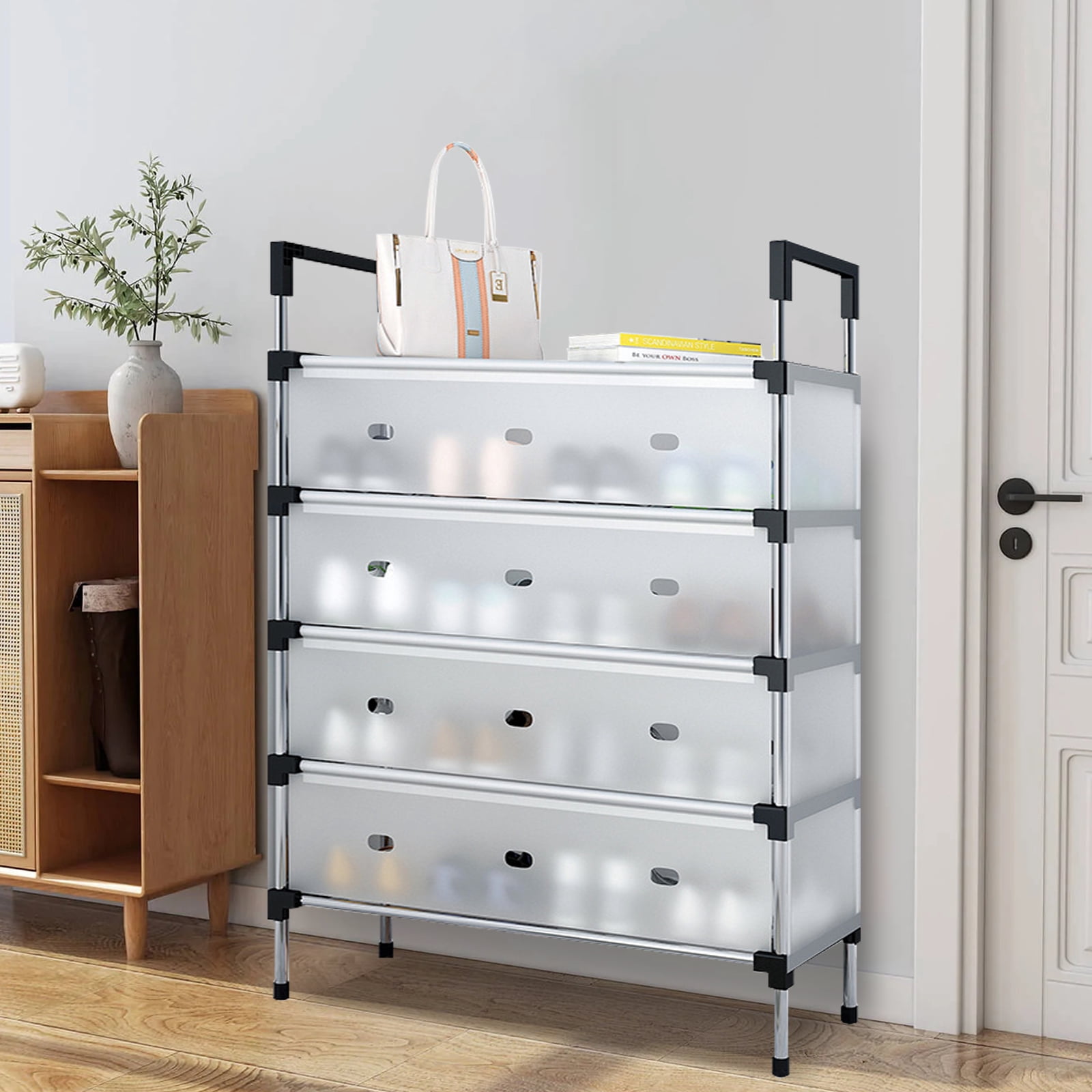 SINGOMON Shoe Rack, 5-Tier Shoe Cabinet With Lid, Large Capacity, Can Store 20 Pairs Of Shoes, Adjustable Height.