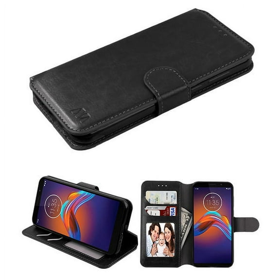 Wallet Case Compatible with Motorola Moto E6 Play PU Leather Wallet with Credit Card Holder Storage Folio Flip Pouch Stand Cover [ Black ]