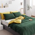 thumbnail image 2 of Green and Yellow Duvet Cover Set Queen Size Emerald Green Mustard Yellow, 2 of 6