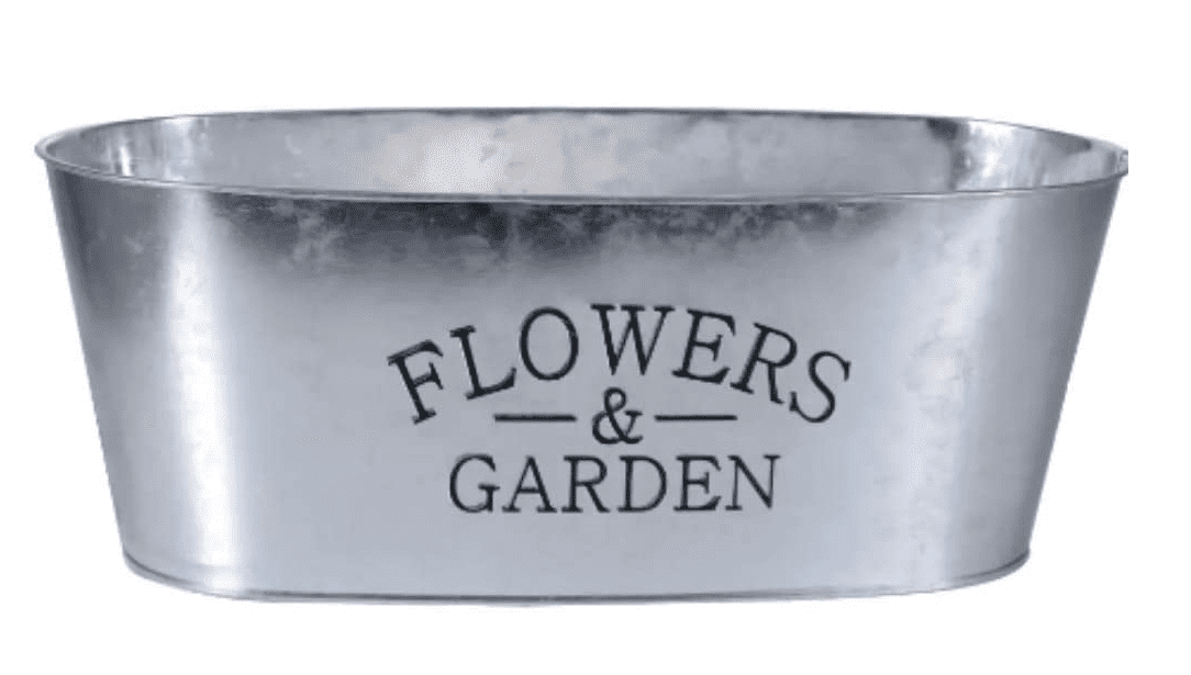 Brand New Galvanized Tin Fleurs & Jardin Oval Tin Planter Pot 