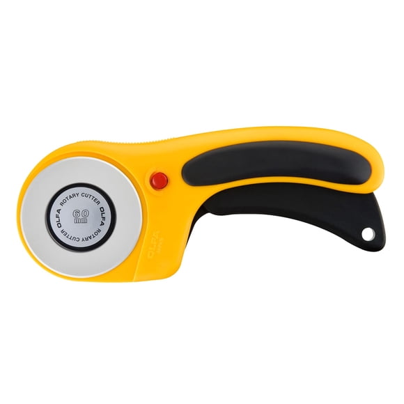 Cortador giratorio OLFA ergonómico de 60 mm con tapa de cuchilla y gatillo
