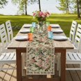 thumbnail image 4 of Table Runners 120 Inches Long Dress Scarves, Beige Spring Floral Farmhouse Coffee/Dining/Kitchen Table Runner for Living Room, Elegant Pastoral Flowers Birds Watercolor 13x120 Inch, 4 of 9