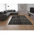 thumbnail image 2 of HomeRoots 678537 9 x 12 ft. Black Ivory & Beige Striped Washable Machine Made Rectangle Area Rug with UV Protection, 2 of 9