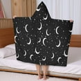 thumbnail image 5 of Black Moon Star Pattern Hooded Bath Towel，50"x30" for Ages 3 To 12 Kids, Quick Dry Lightweight Soft Microfiber Hood Beach Towel Cover Up for Kids, 5 of 7