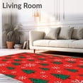 thumbnail image 2 of ODIKA 5'x7' Machine Washable Non-Slip Area Rug, Festive Pine Tree Motif with Sparkling Accents High Traffic Rug with Pad, Red, 606855, 2 of 8