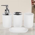 thumbnail image 3 of Set of 4 Stylish White Bathroom Accessories,Include Toothbrush Stand Holder,Lotion Dispenser,Plastic Soap Dish,Resin Mouthwash Cup,Travel Toiletries Kit,for Home Storage Decor, 3 of 6