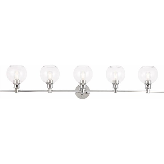 Gene 5 light Chrome and Clear glass Wall sconce