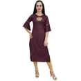 thumbnail image 5 of Bimba Women's Ethnic Maroon Tunic Kurti Designer Mandala Embroidered Kurta Top-12, 5 of 8