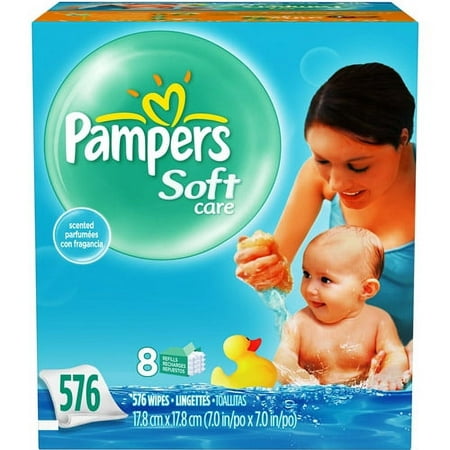 Pampers - Scented Soft Care Baby Wipes, Count 576, Refills