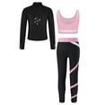 thumbnail image 4 of Miutii Kids Girls 3pcs Gym Training Set Crop Tops and Yoga Pants Long Sleeve Zipper Jacket Set for Pink 6, 4 of 9