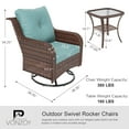 thumbnail image 4 of ECOPATIO 3 Pieces Patio Furniture Set, Outdoor Swivel Gliders Rocker, Wicker Patio Bistro Set w Rattan Rocking Chair, Glass Top Side Table Thickened Cushions for Porch Deck Backyard (Light Blue), 4 of 12