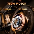 thumbnail image 3 of BIGNIU BG-S PRO Class 2 Electric Bike for Adults, 750W Motor, 20 MPH Max Assist Speed, 52V 25Ah Removable Battery, Full Suspension E-Bike, UL 2849, 3 of 8