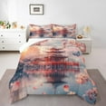 thumbnail image 2 of Japanese Bedding Comforter Sets 3D Red Pavilion Bedding Set King Blossom Cherry Blossom Butterfly Comforter Set Japanese Sakura Floral Bed Set Adults Aesthetics Room Decor, 2 of 7