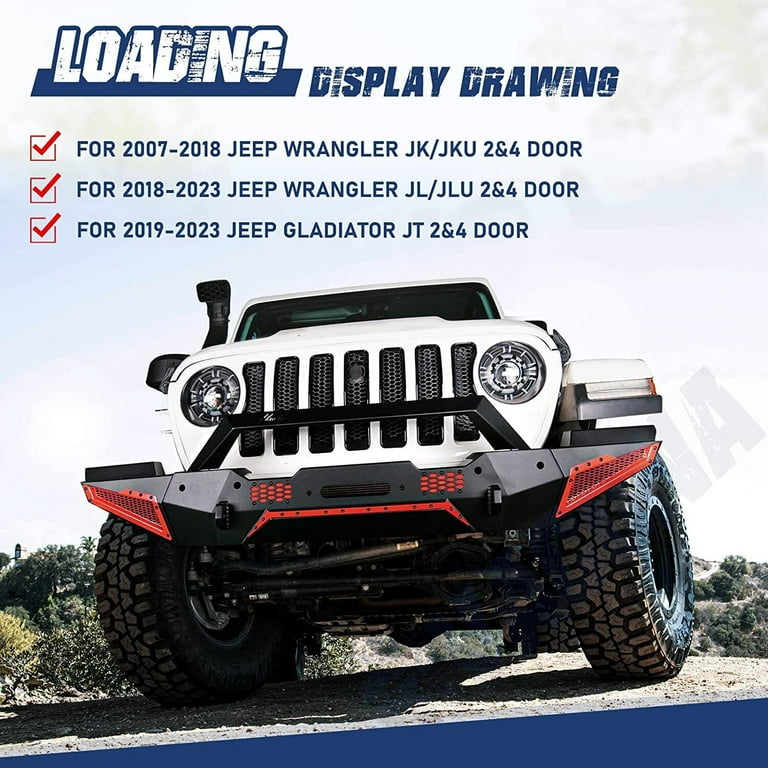 Front Rock Crawler Bumper For Jeep Wrangler JK (2007–2018) With Winch Plate & LED Lights 2 thumbnail image