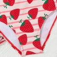thumbnail image 6 of Odeerbi 3-7 Years Kids Girls Summer Beach Bikini with Sarong Coverups Set Strawberry Print Swimsuit Hawaiian Beachwear Bow Cutout Tops Bikini Bottom 3-Piece Bathing Suit Set, 6 of 8
