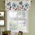 thumbnail image 5 of 2 Panels Spring Floral Vintage Valance for Windows, Retro Teal Tulips Botanical Summer Light Filtering Kitchen Curtains, Rod Pocket Window Treatment Curtain Valances for Living Room Bedroom, 42"x18", 5 of 9