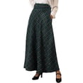 thumbnail image 2 of Womens Plaid Maxi Skirt High Waisted Trendy Fall Skirt Casual A-Line Pleated Tartan Full Length Zipper Skirts Ladies, 2 of 6